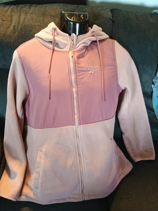 Reebok Jackets & Blazers - Reebok Women’s XL Pink Fleece Full Zip Hoodie Jacket Colorblock Hooded
